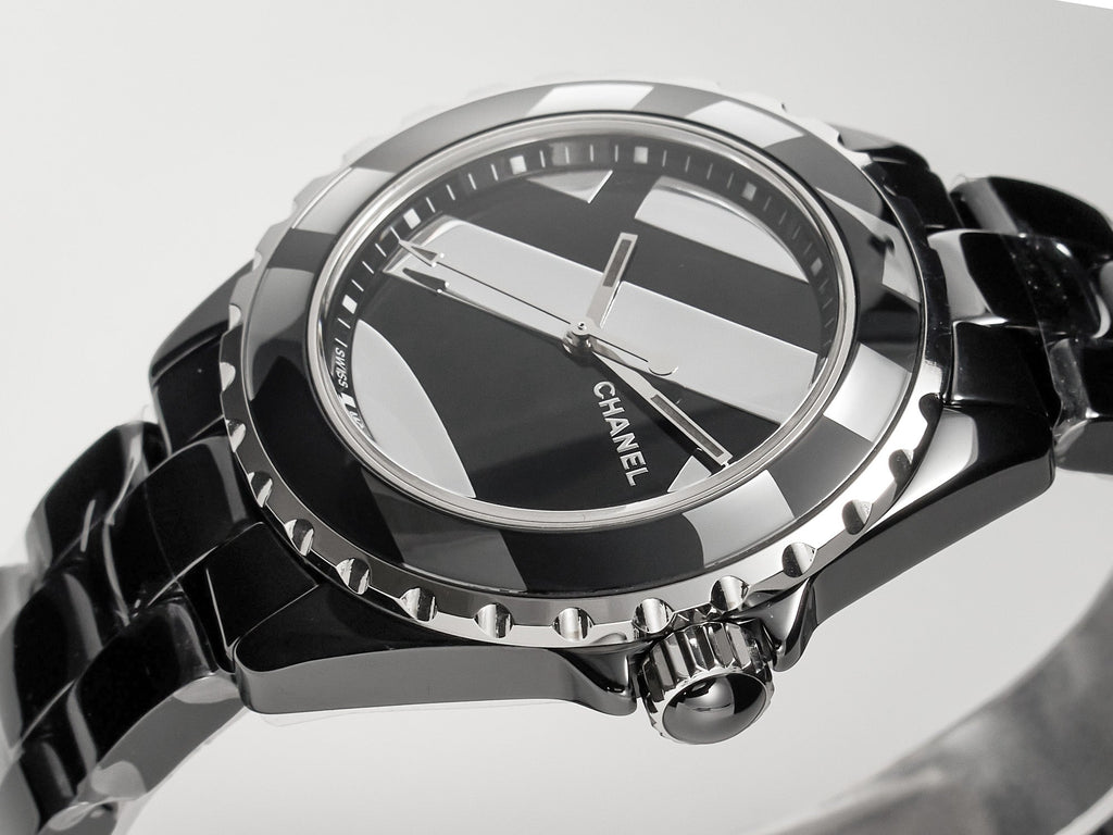 J12 38mm Automatic Limited Untitled H5582 Black Ceramic Black Steel Dial