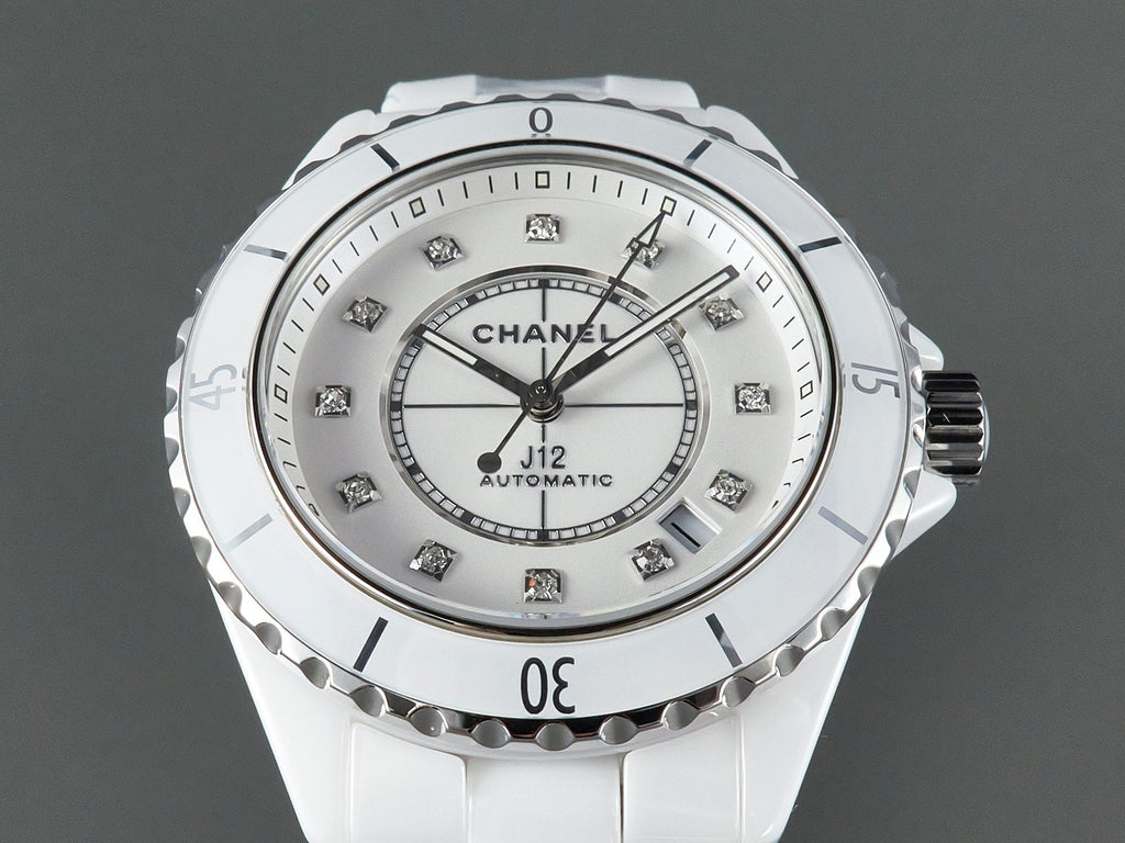 J12 Automatic White Ceramic Diamond Numerals White Dial