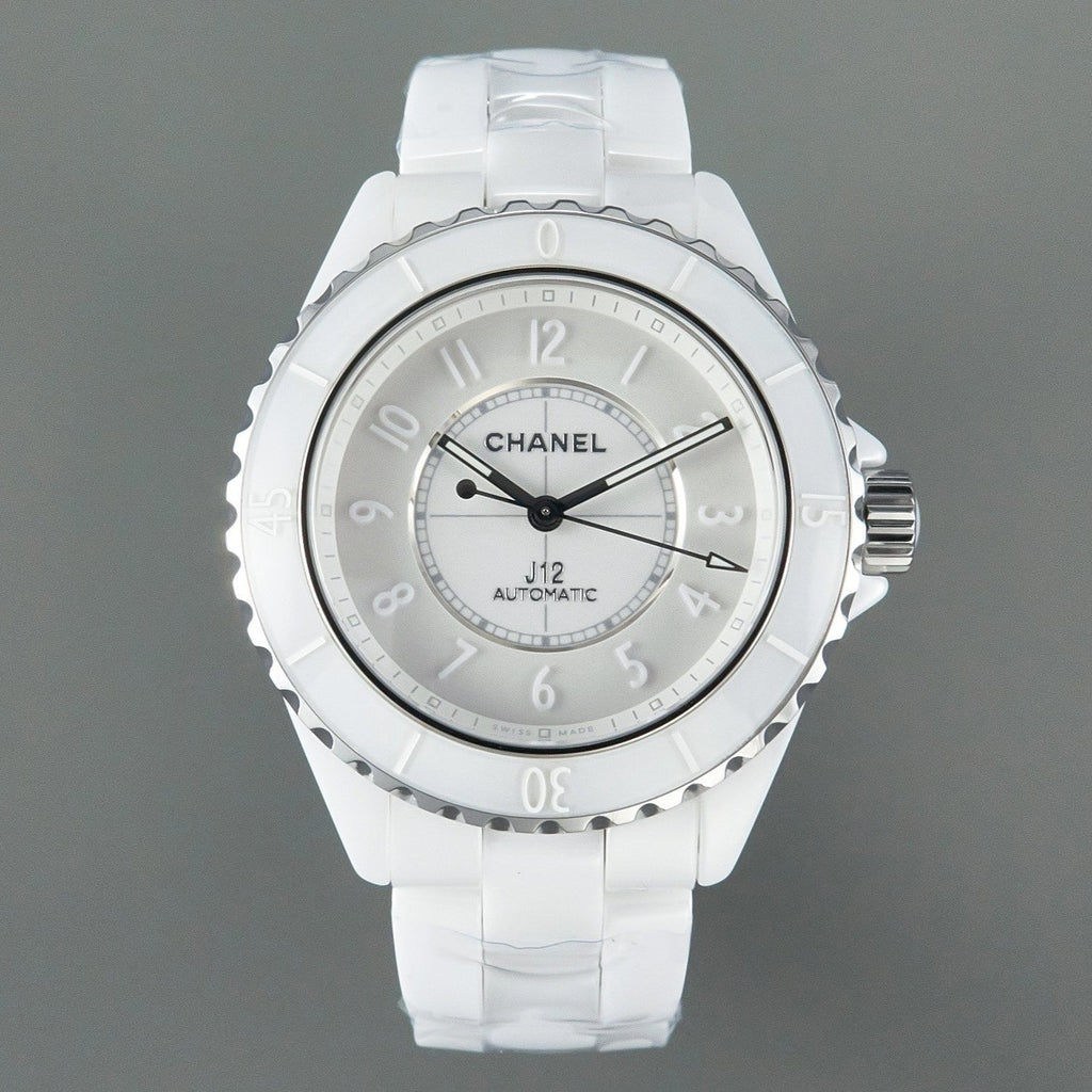 J12 Automatic White Ceramic White Numerals Black White Hands White Dial