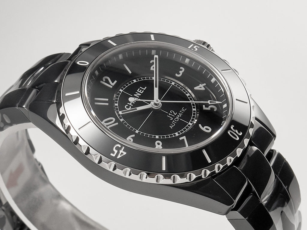 J12 Date Automatic Black Ceramic White Numerals Black Dial Black Steel Hands