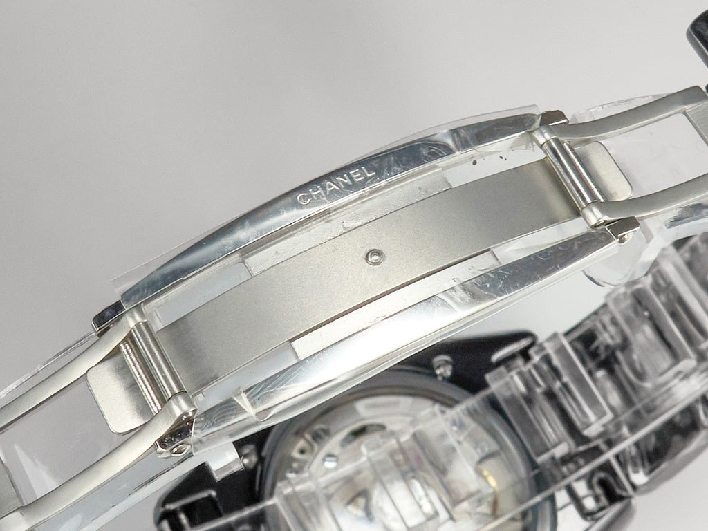 J12 Date Automatic Black Ceramic Diamond Numerals Black Dial Black Steel Hands