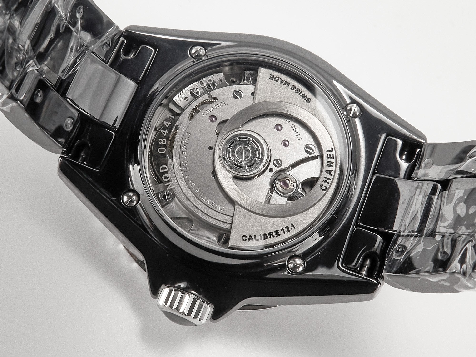 J12 Date Automatic Black Ceramic Diamond Numerals Black Dial Black Steel Hands