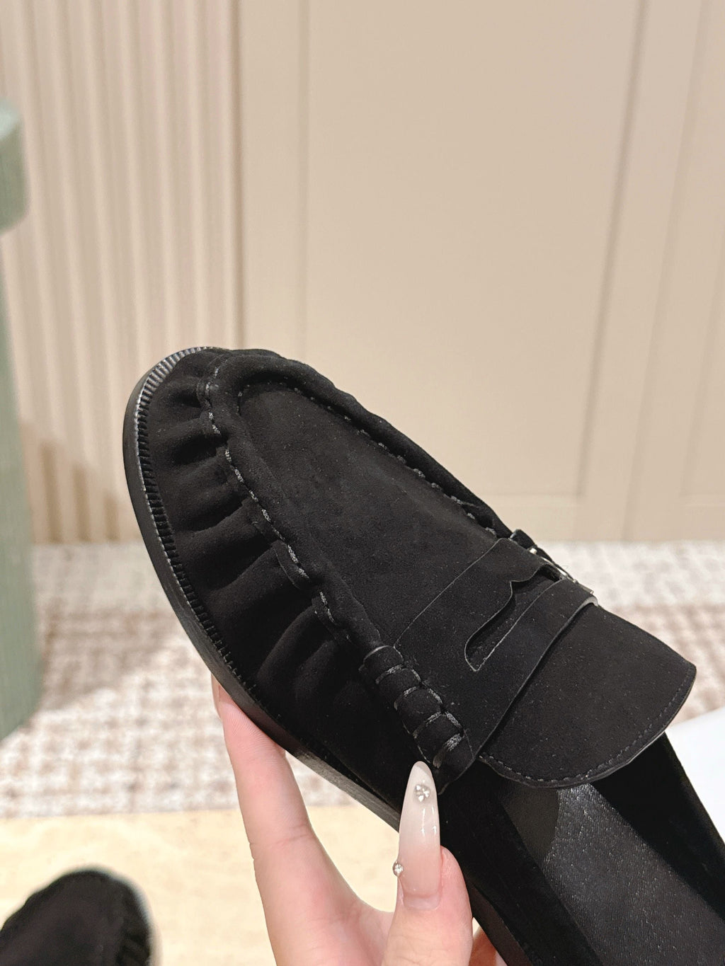 YSL 25S LOAFER MULE IN BLACK SUEDE