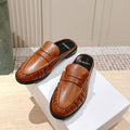 YSL 25S LOAFER MULE IN BURNT ORANGE CALFSKIN