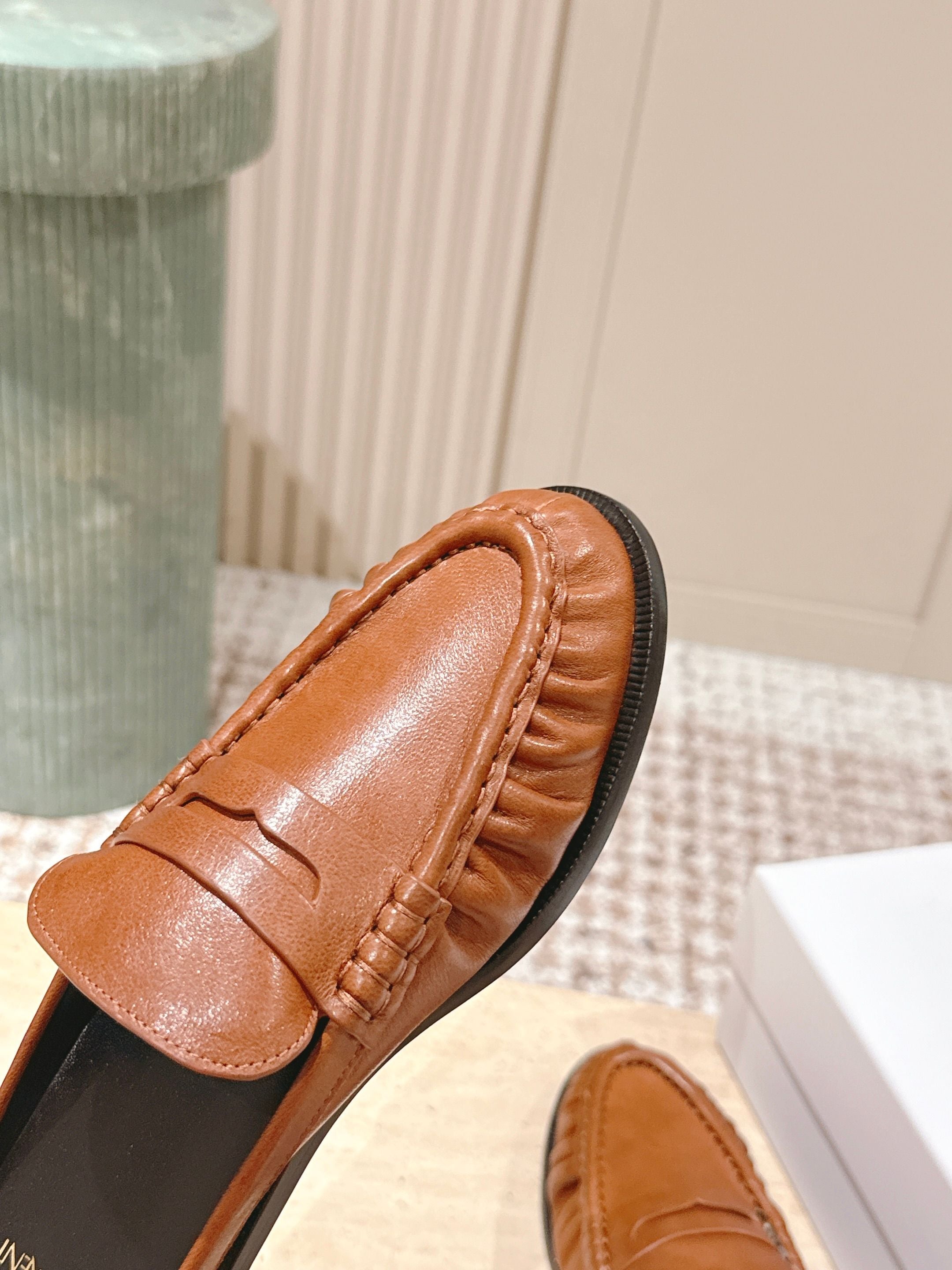 YSL 25S LOAFER MULE IN BURNT ORANGE CALFSKIN