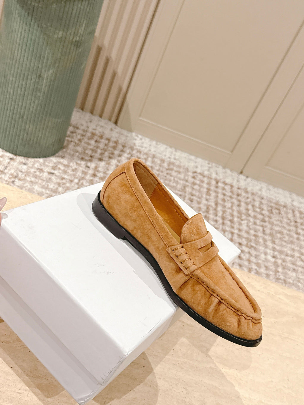 YSL 25S SAINT LAURENT LOAFERS IN BROWN SUEDE WITH SMALL LOGO