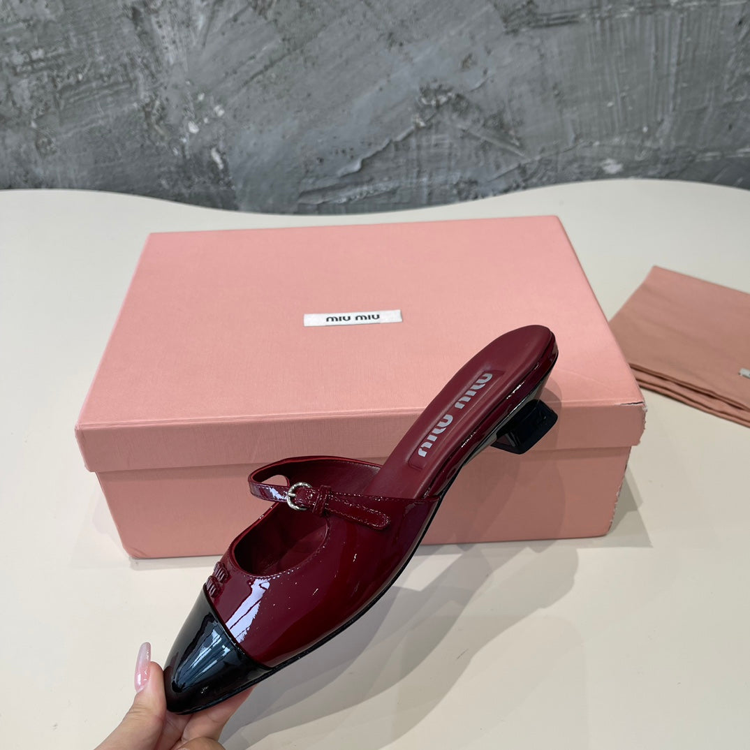 CAP TOE MULES RUBY COLOR SHEEPSKIN