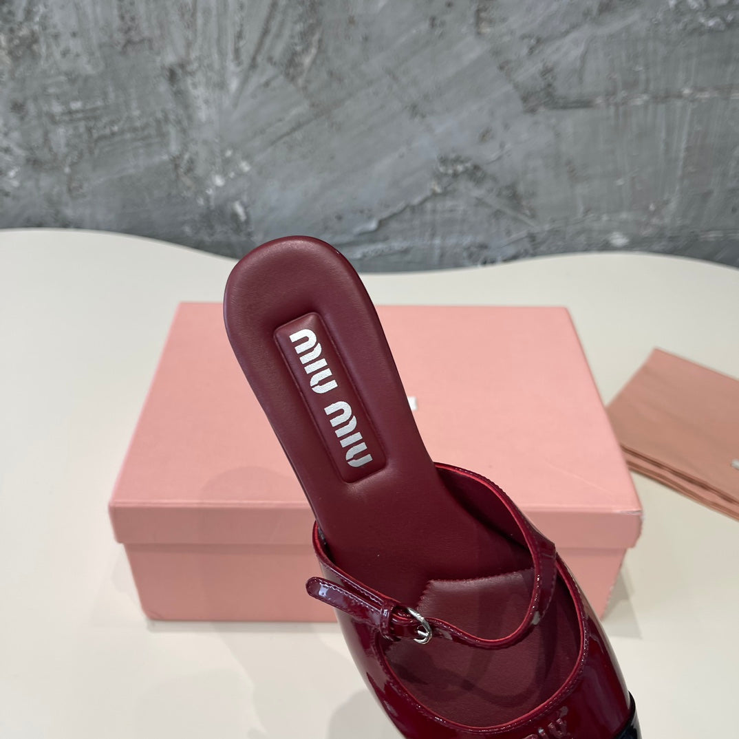 CAP TOE MULES RUBY COLOR SHEEPSKIN