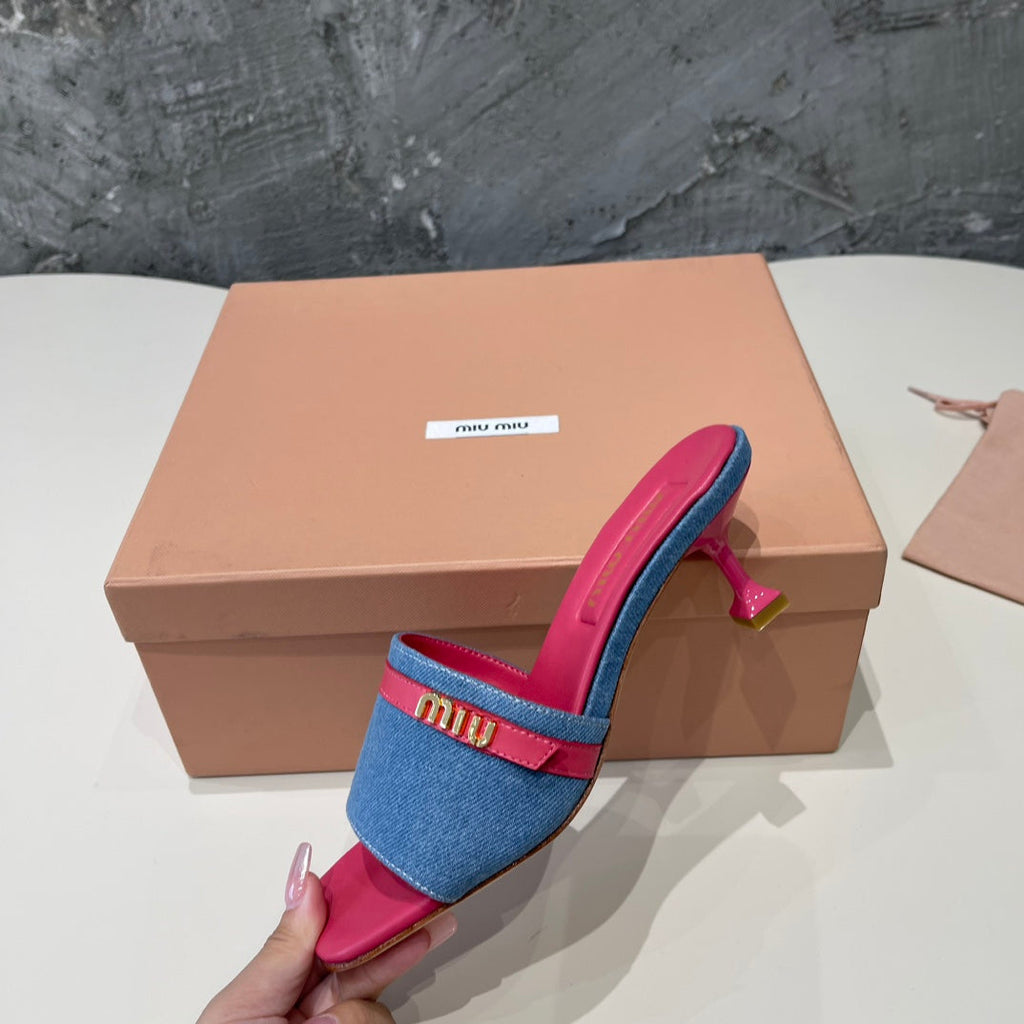 DEEP PINK HIGH HEEL WITH  BLUE STRAPS AND PINK BELT