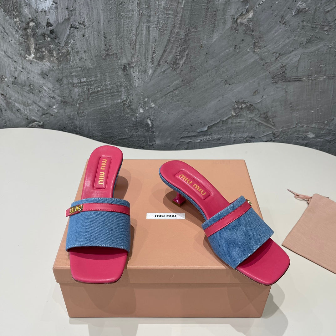 DEEP PINK HIGH HEEL WITH  BLUE STRAPS AND PINK BELT