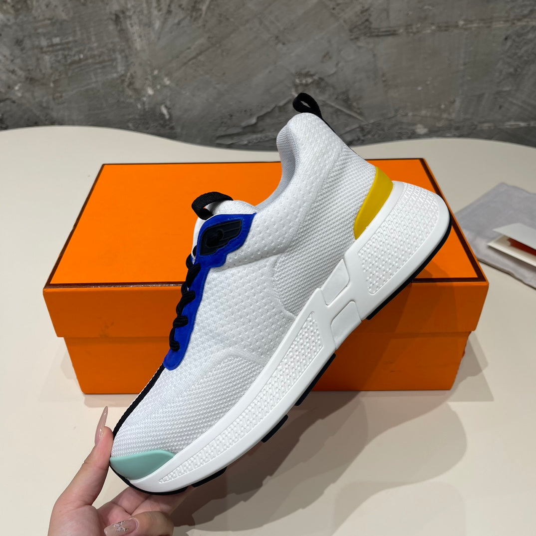 HEROS SNEAKERS WHITE MIX COBALT GOATSKIN