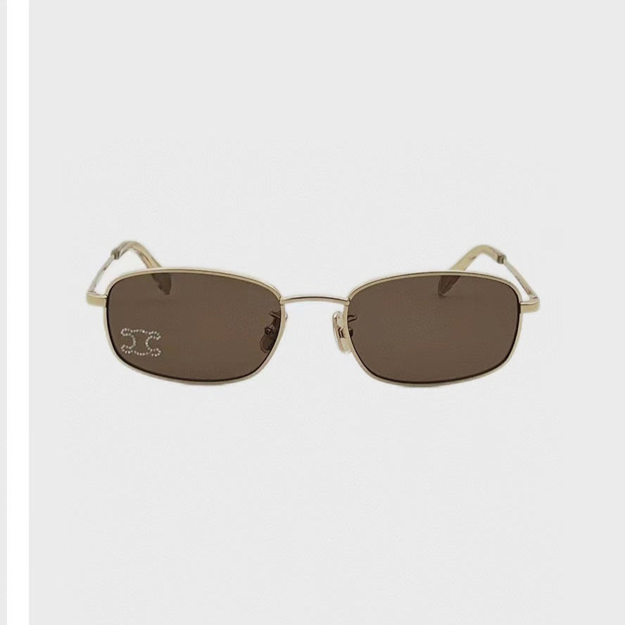 TRIOMPHE RHINESTONE SUNGLASS CL40285U IN METAL WITH CRYSTALS