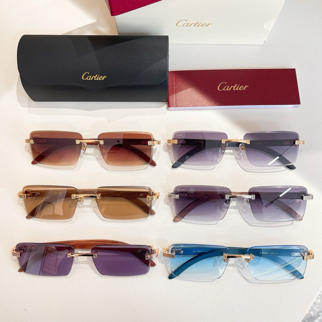 C DE RIMLESS RECTANGULAR FRAME SUNGLASSES CT0619S IN METAL AND WOODEN