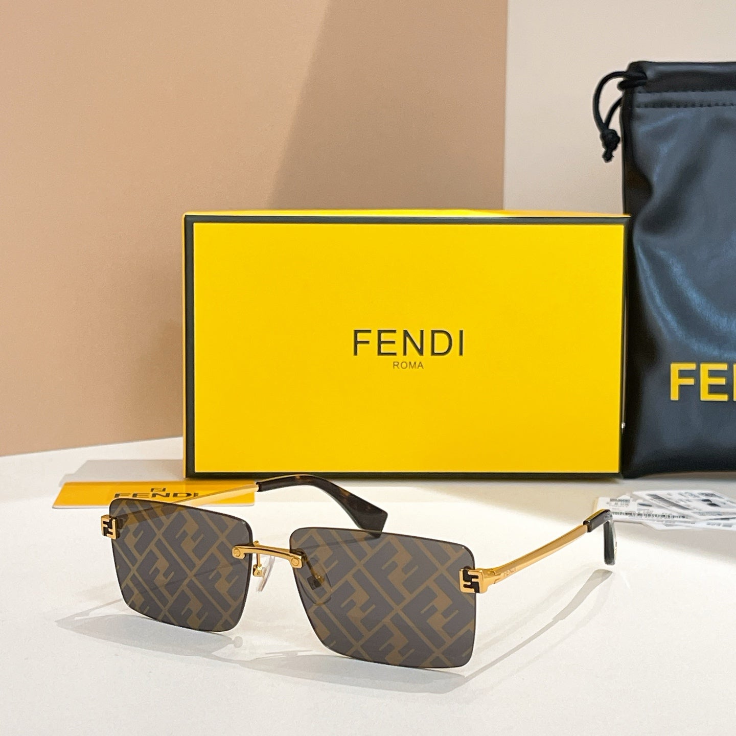 SKY RIMLESS RECTANGULAR FRAME SUNGLASSES FE40165U IN METAL