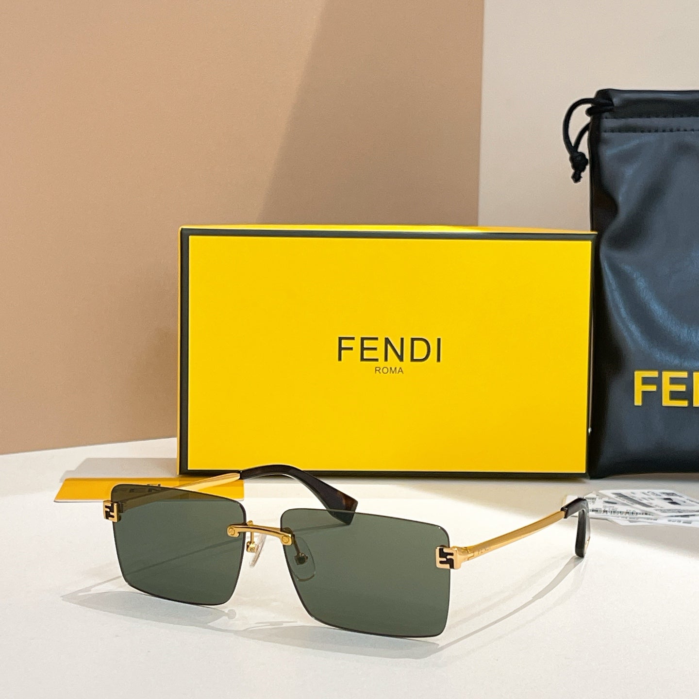 SKY RIMLESS RECTANGULAR FRAME SUNGLASSES FE40165U IN METAL