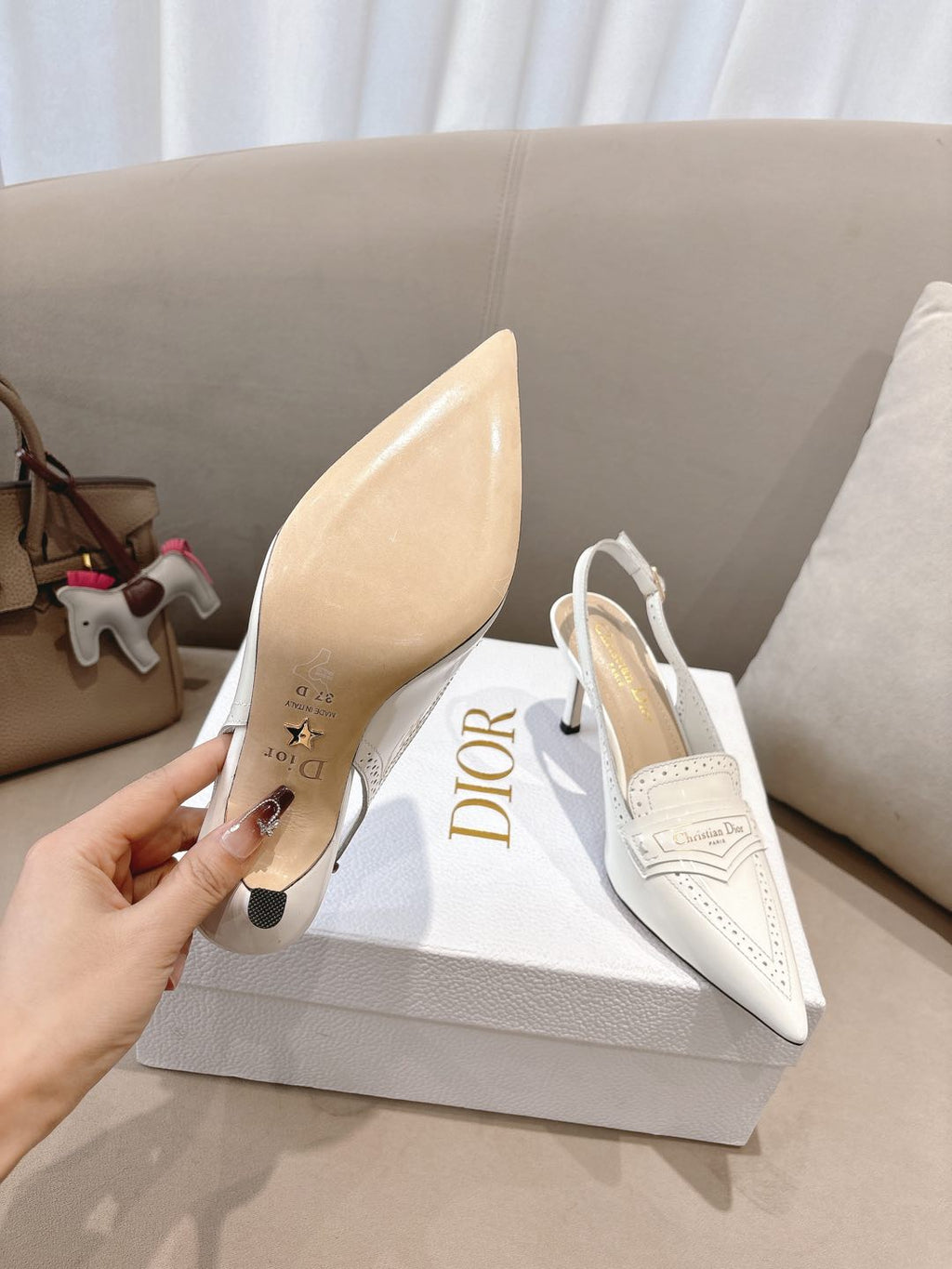 BOY SLINGBACK PUMP 35 MM IN WHITE CALFSKIN