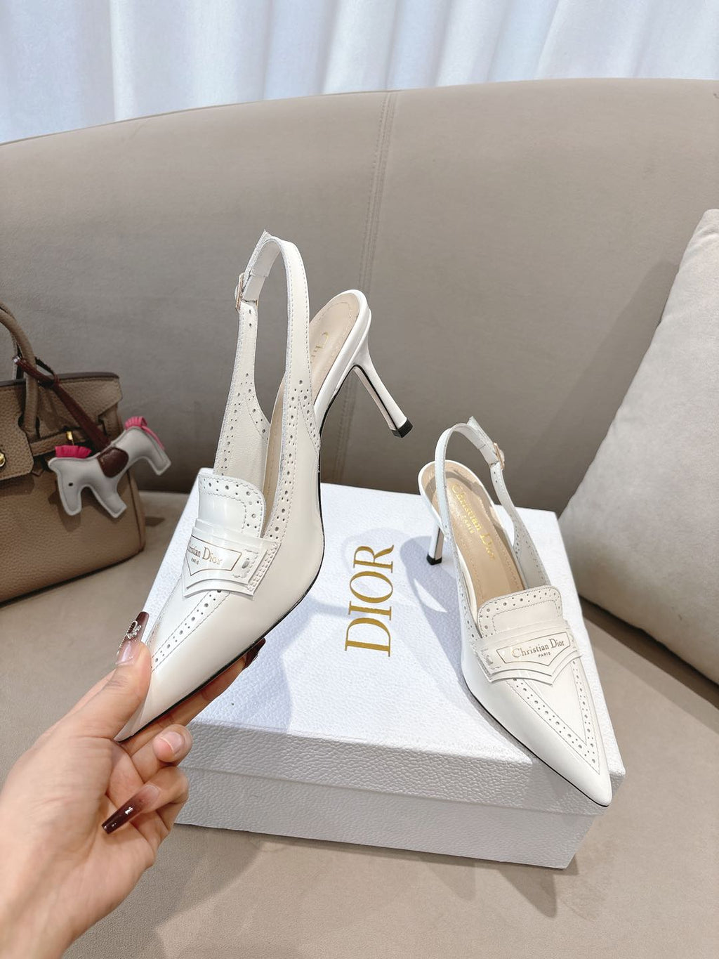 BOY SLINGBACK PUMP 35 MM IN WHITE CALFSKIN