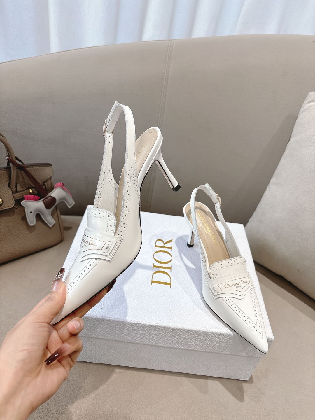 BOY SLINGBACK PUMP 35 MM IN WHITE CALFSKIN