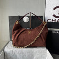 CHANEL 25S HOBO BAG 33 IN DARK BROWN SUEDE WITH GOLD HARDWARE