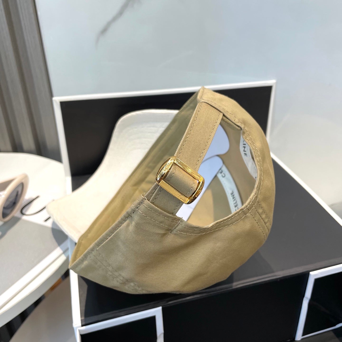 BASEBALL CAP MODEL 652408 IN OLIVE GREEN AND WHITE FABRIC