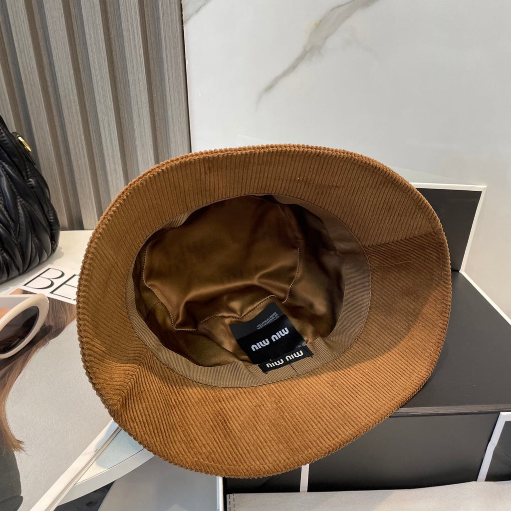 MM BUCKET IN BURNT ORANGE VELVET WITH LOGO