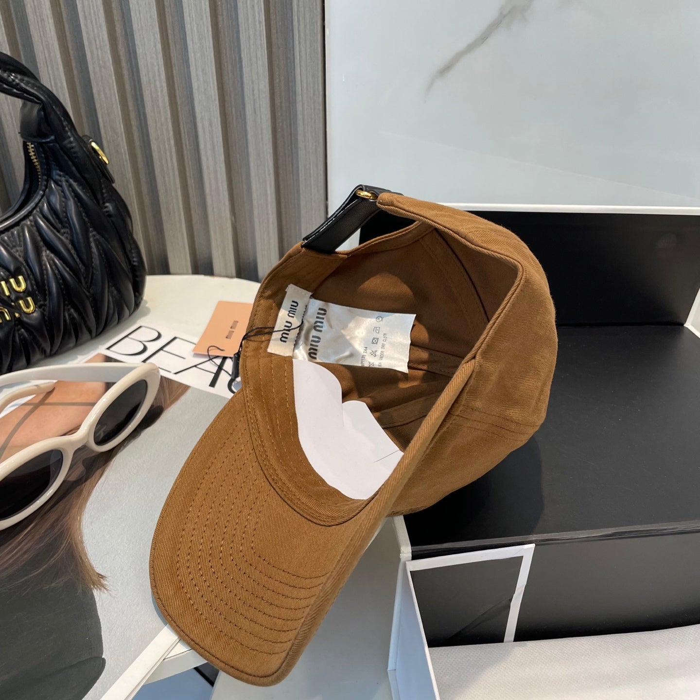 MM BASEBALL CAP IN BURNT ORANGE FABRIC BRAND EMBROIDERY