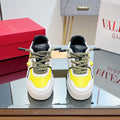 VALENTINO 25S GARAVANI ONE STUD XL PLATFORM SNEAKERS IN WHITE MIX YELLOW LAMBSKIN STYLE 5