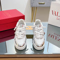 VALENTINO 25S GARAVANI ONE STUD XL PLATFORM SNEAKERS IN WHITE MIX SILVER LAMBSKIN STYLE 4