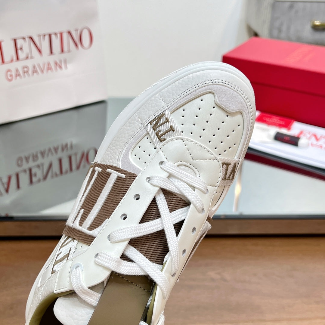 VALENTINO 25S GARAVANI VL7N SNEAKERS IN WHITE MIX BROWN LAMBSKIN