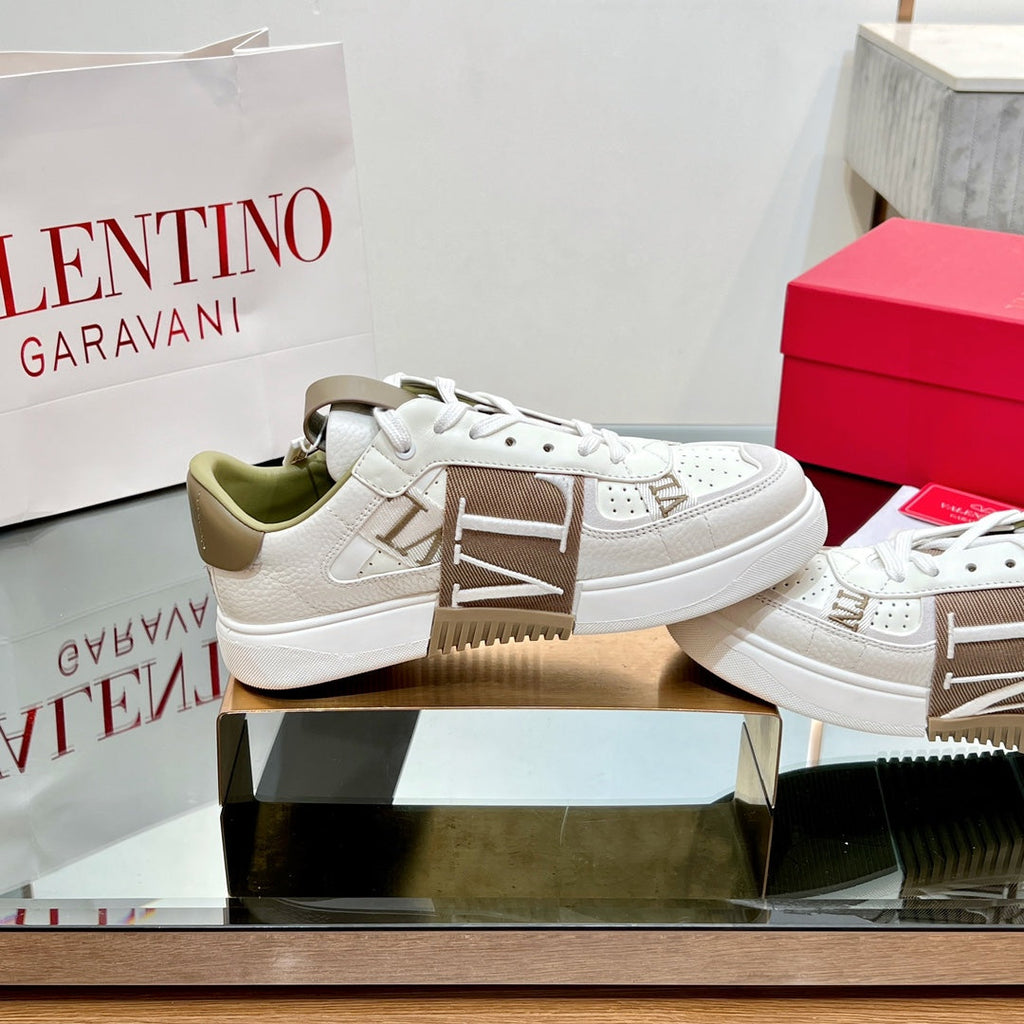VALENTINO 25S GARAVANI VL7N SNEAKERS IN WHITE MIX BROWN LAMBSKIN