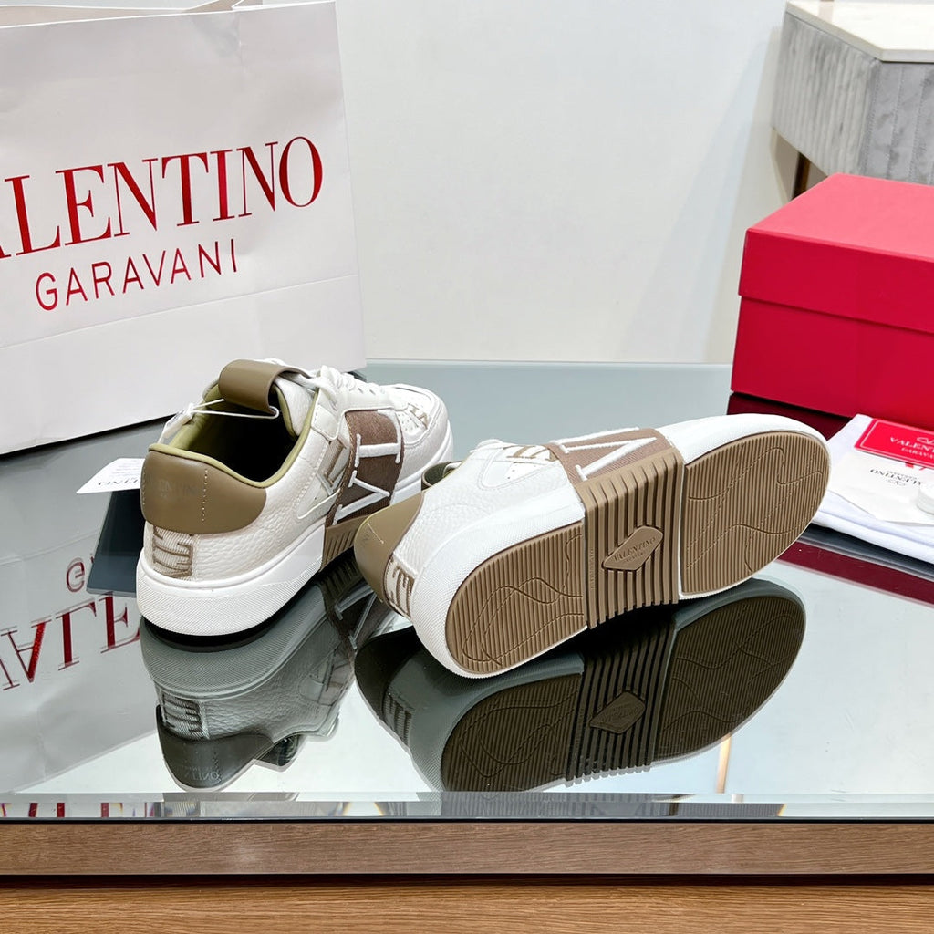VALENTINO 25S GARAVANI VL7N SNEAKERS IN WHITE MIX BROWN LAMBSKIN