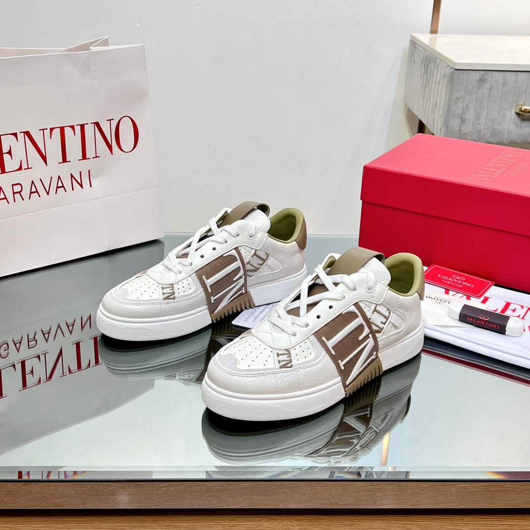 VALENTINO 25S GARAVANI VL7N SNEAKERS IN WHITE MIX BROWN LAMBSKIN