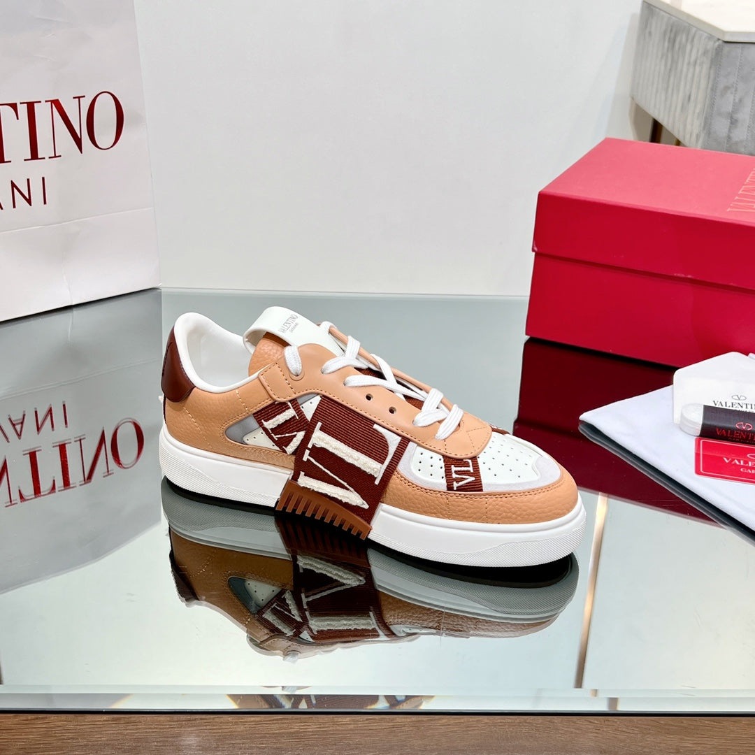 VALENTINO 25S GARAVANI VL7N SNEAKERS IN WHITE MIX LIGHT ORANGE LAMBSKIN