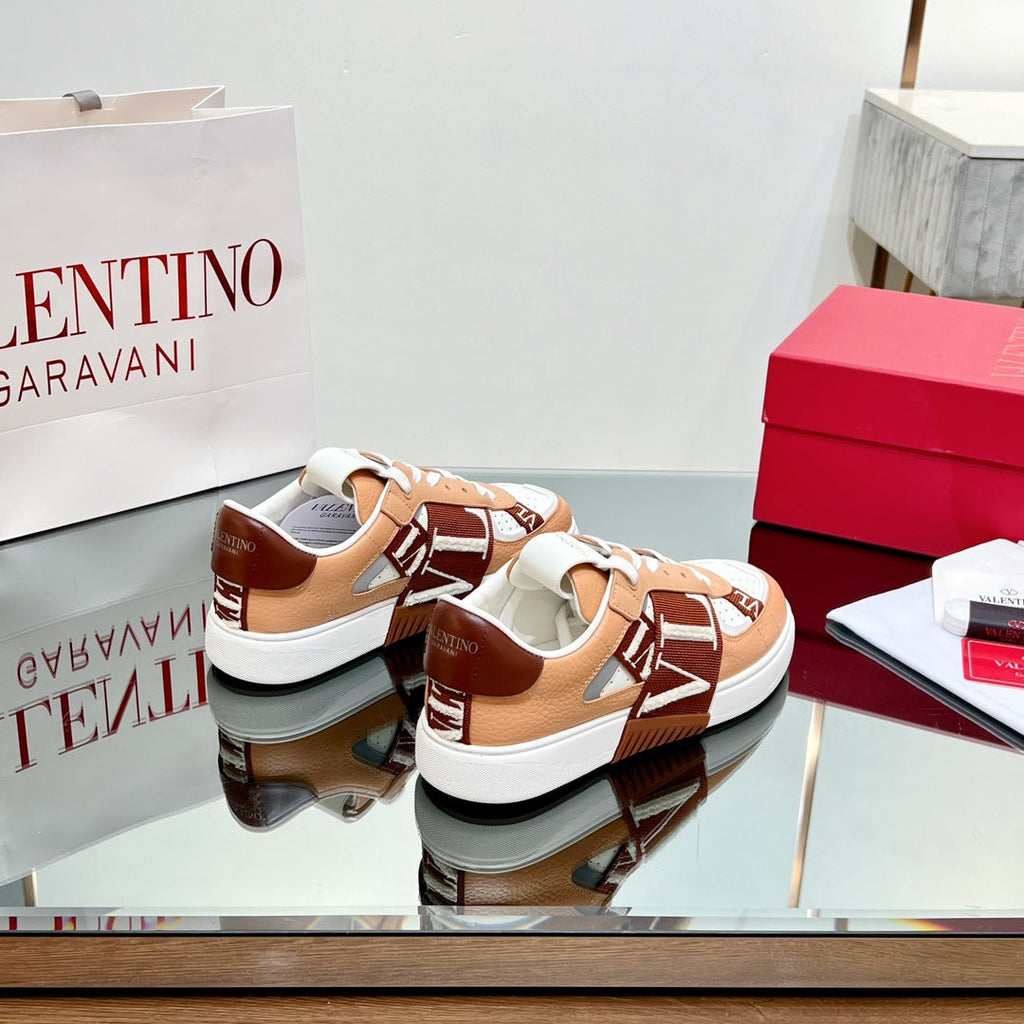 VALENTINO 25S GARAVANI VL7N SNEAKERS IN WHITE MIX LIGHT ORANGE LAMBSKIN