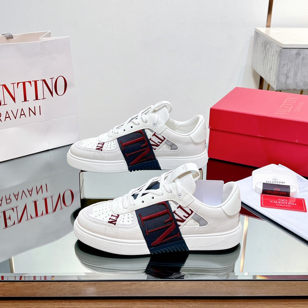 VALENTINO 25S GARAVANI VL7N SNEAKERS IN WHITE MIX DEEP BLUE LAMBSKIN