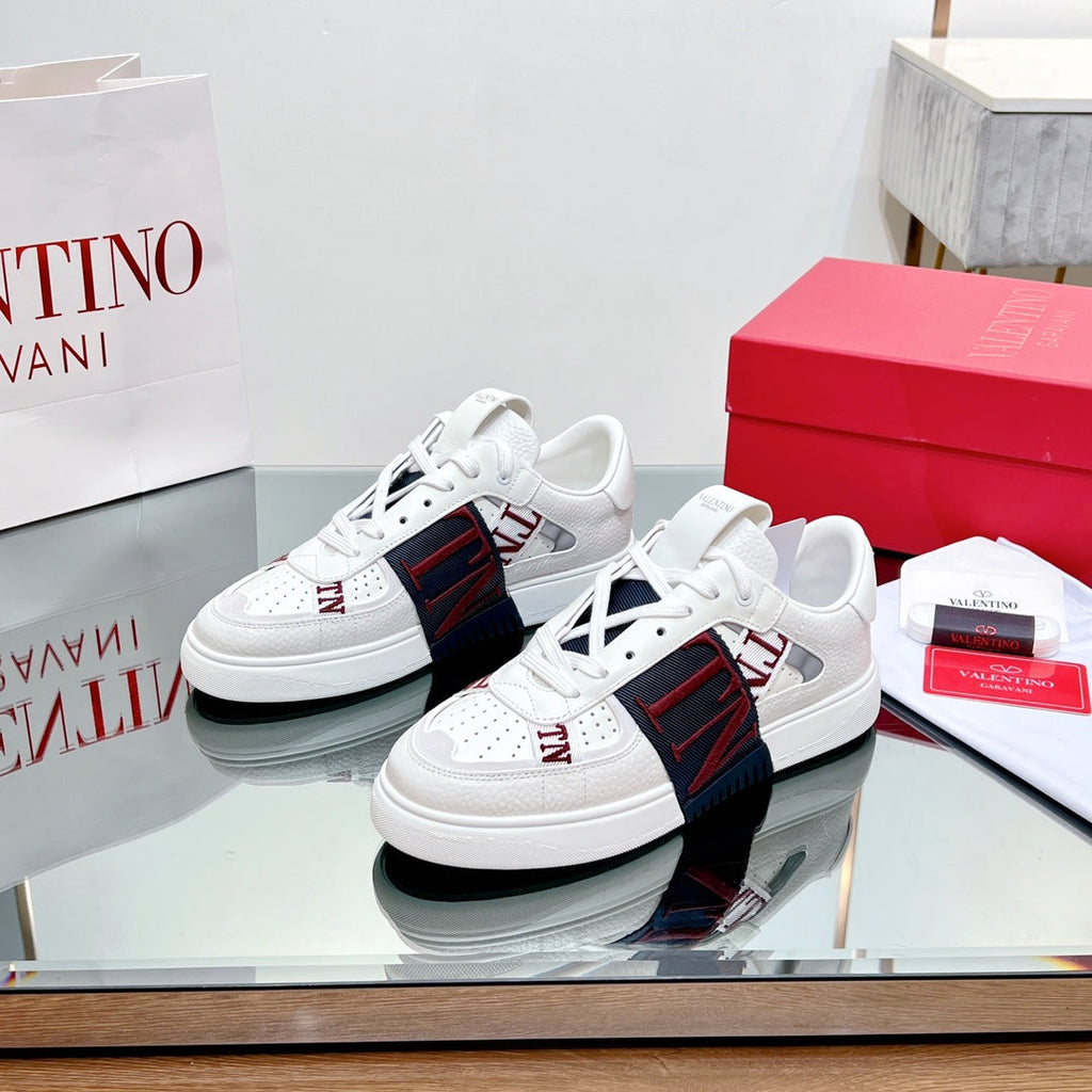 VALENTINO 25S GARAVANI VL7N SNEAKERS IN WHITE MIX DEEP BLUE LAMBSKIN