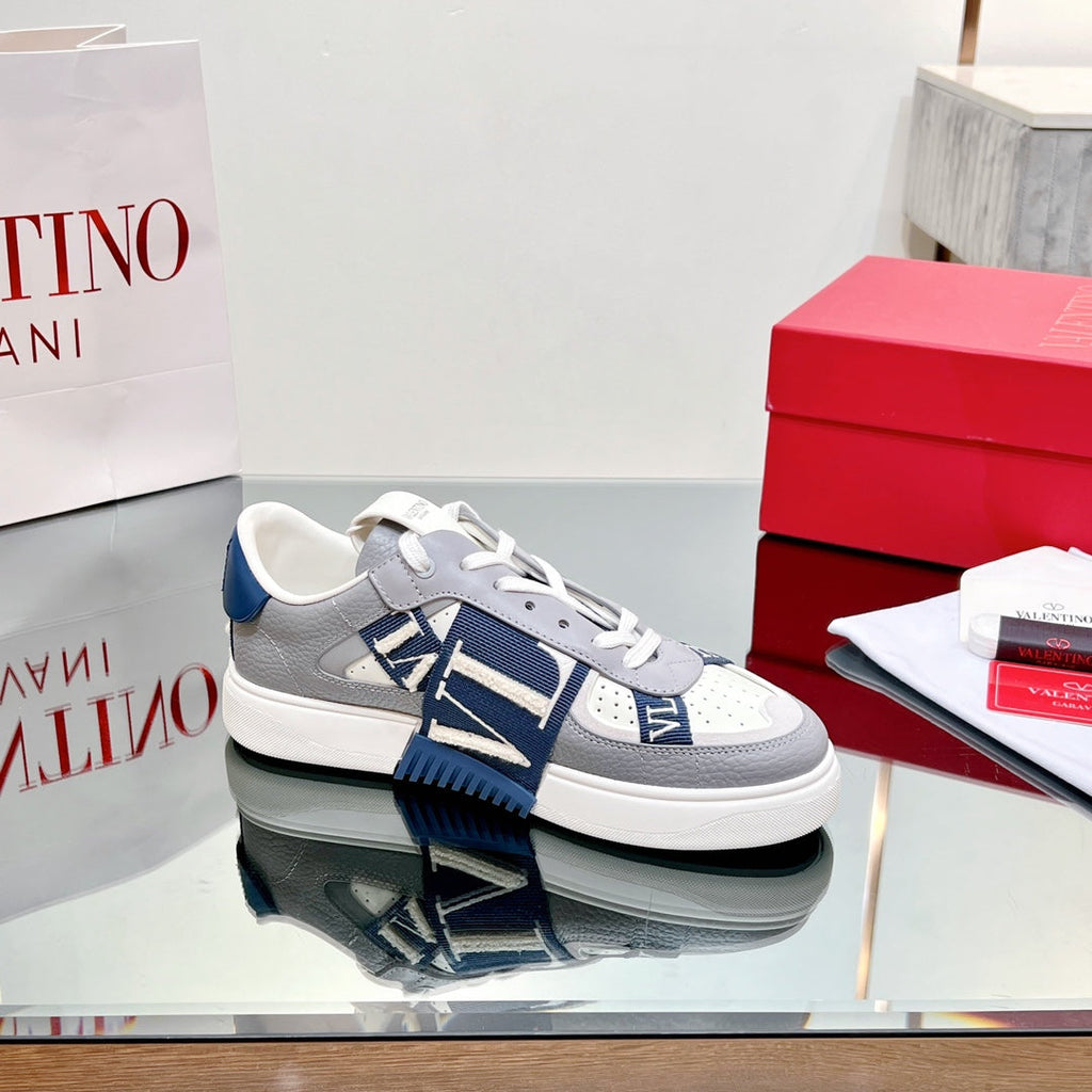 VALENTINO 25S GARAVANI VL7N SNEAKERS IN GREY MIX DARK BLUE LAMBSKIN