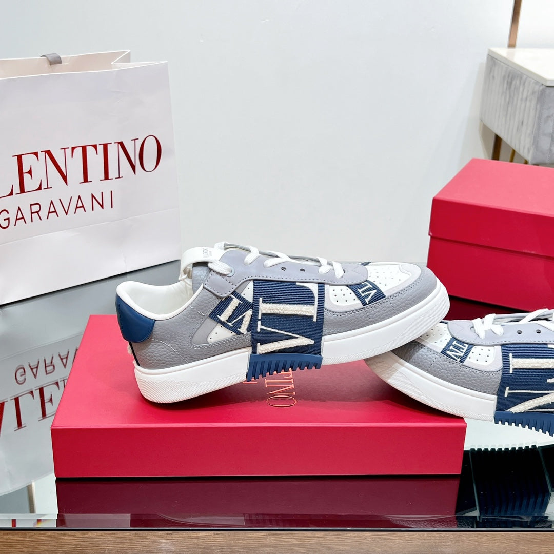 VALENTINO 25S GARAVANI VL7N SNEAKERS IN GREY MIX DARK BLUE LAMBSKIN
