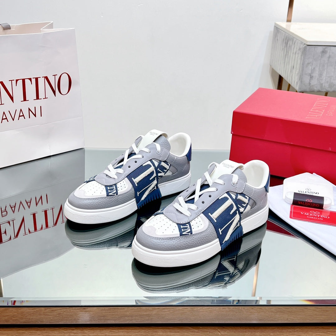 VALENTINO 25S GARAVANI VL7N SNEAKERS IN GREY MIX DARK BLUE LAMBSKIN