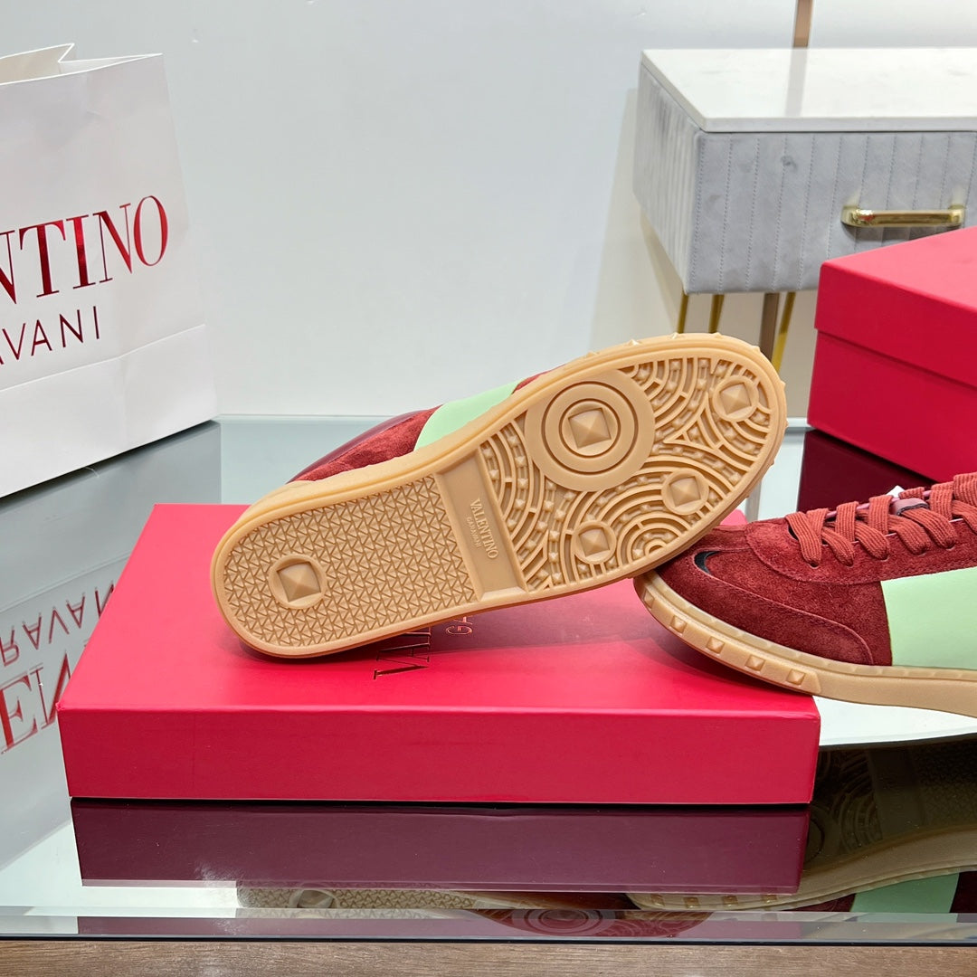 VALENTINO 25S UPVILLAGE SNEAKERS IN RED SUEDE