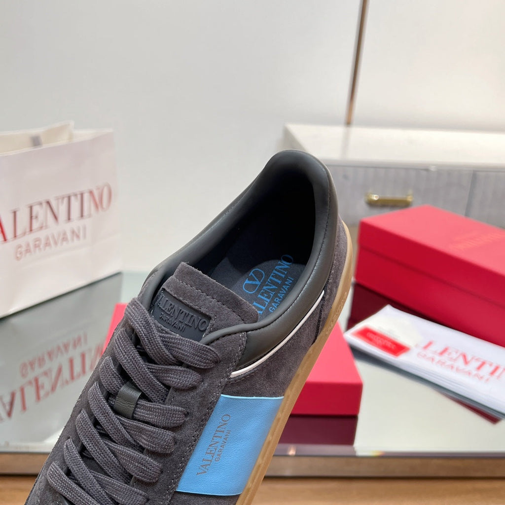 VALENTINO 25S UPVILLAGE SNEAKERS IN DARK GREY MIX BLUE SUEDE