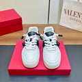 VALENTINO 25S GARAVANI ONE STUD XL PLATFORM SNEAKERS IN WHITE MIX BLACK LAMBSKIN STYLE 2