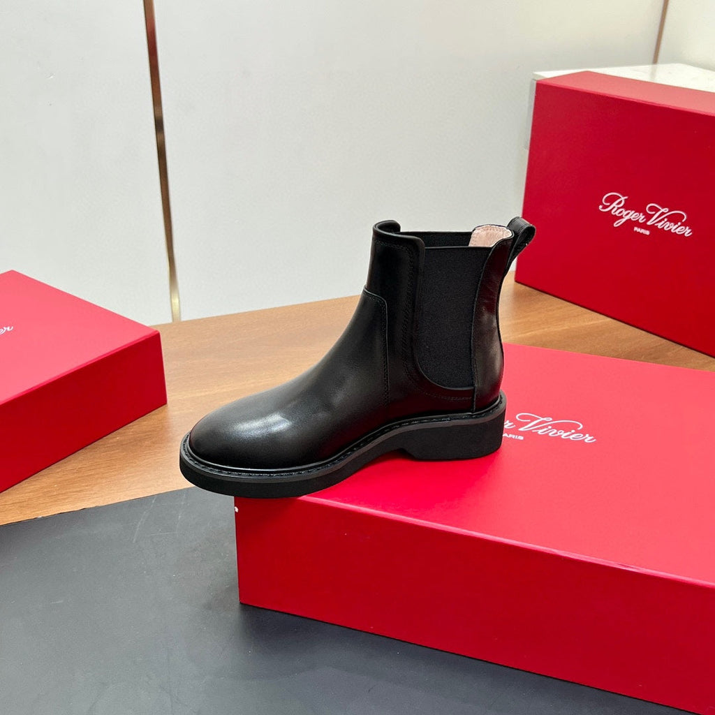 RANGERS CHELSEA BOOTS IN BLACK SMOOTH CALFSKIN GOLD BUCKLE