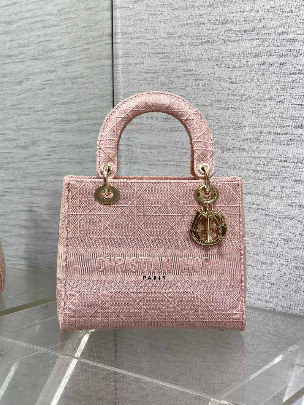 SMALL 24 LADY BAG IN PASTEL PINK CANVAS