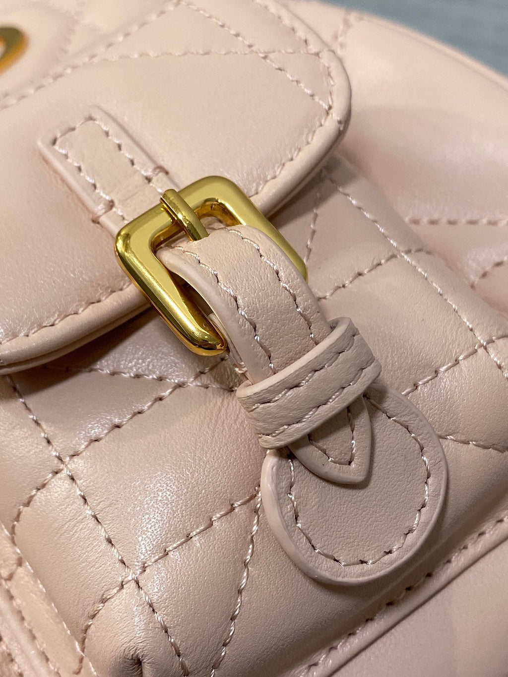 SMALL 20 CARO BACKPACK IN PEACH PINK MACROCANNAGE LAMBSKIN