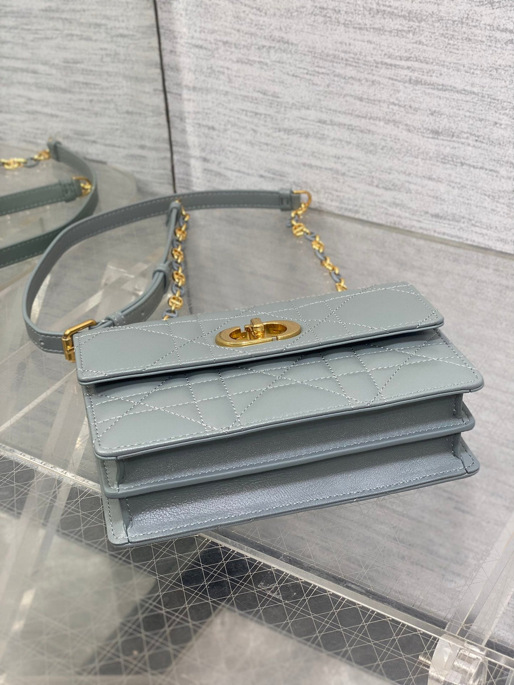 MISS CARO MINI BAG 17 IN OSLO GREY MACROCANNAGE LAMBSKIN