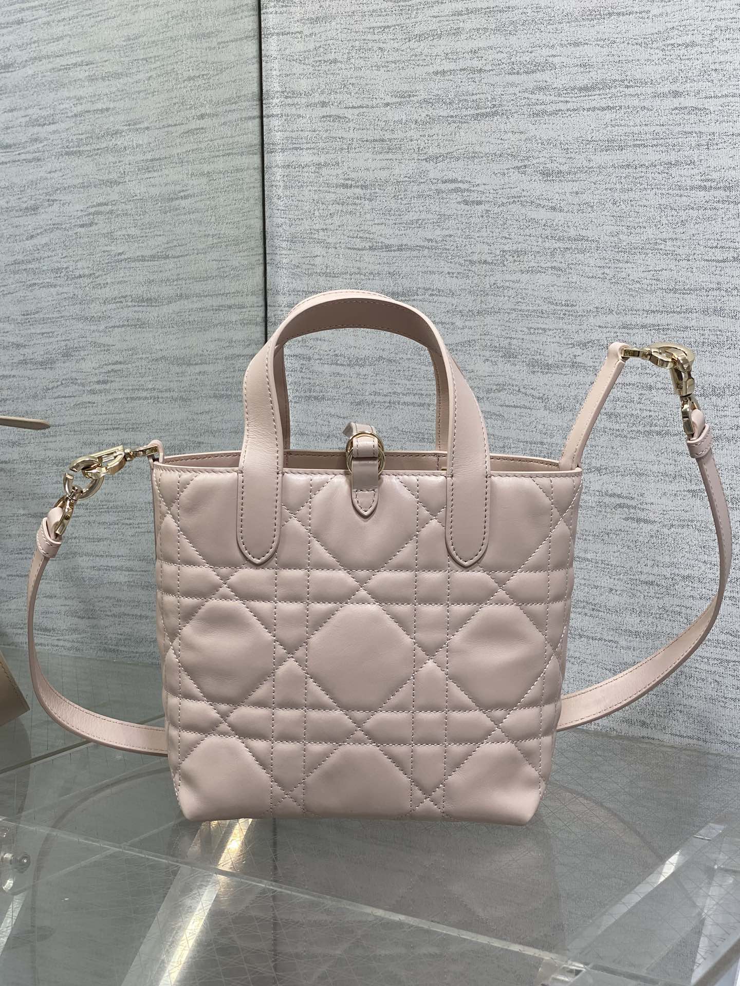 DIOR 25S ALWAYS MINI BAG 16 IN LIGHT PINK MACROCANNAGE CALFSKIN GOLD HARDWRE