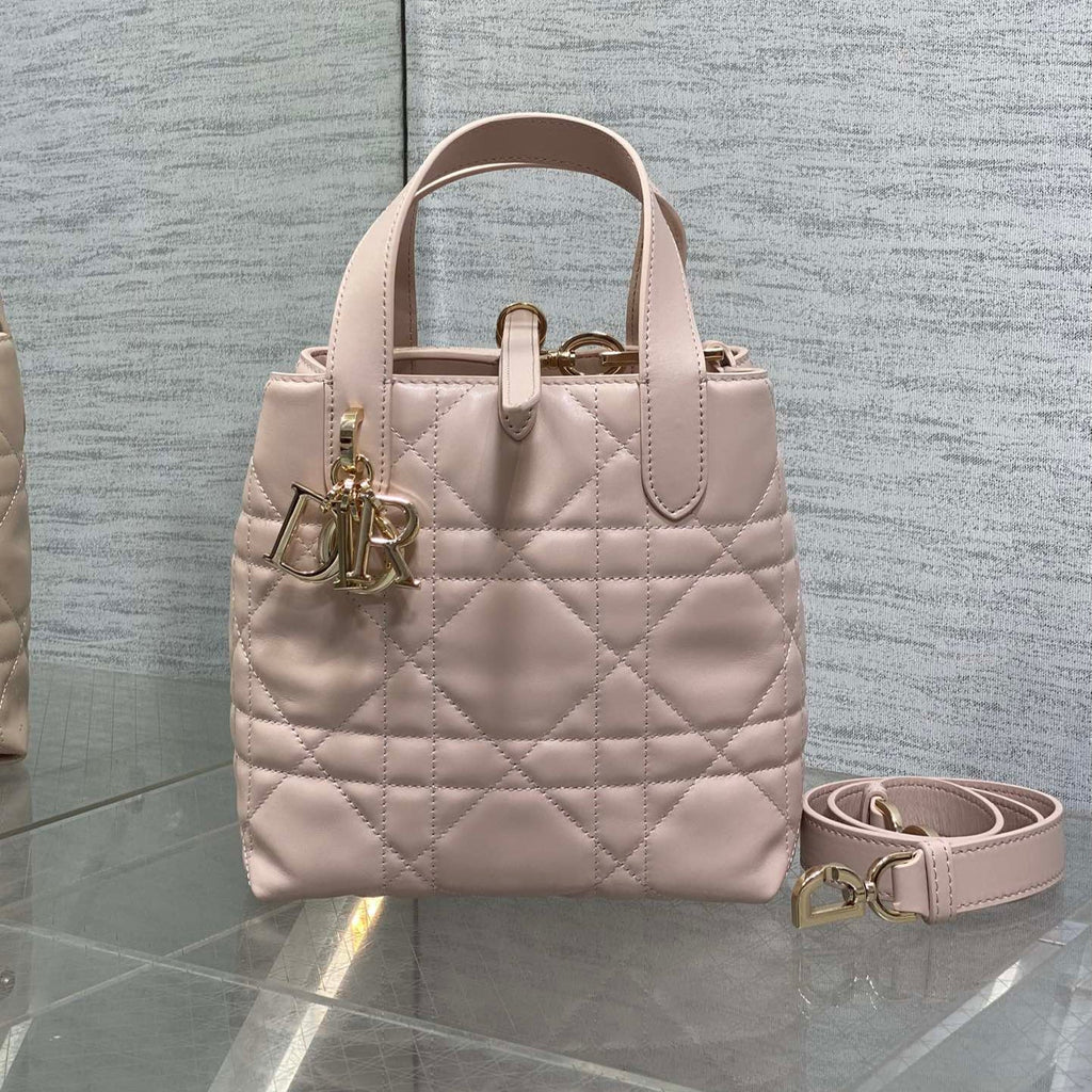 DIOR 25S ALWAYS MINI BAG 16 IN LIGHT PINK MACROCANNAGE CALFSKIN GOLD HARDWARE