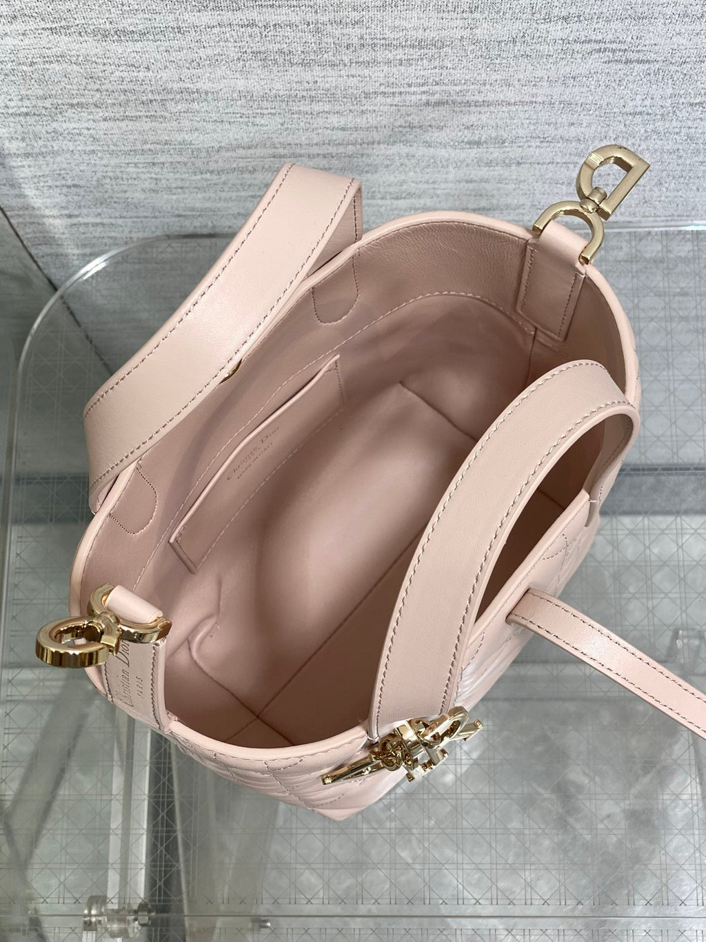 DIOR 25S ALWAYS MINI BAG 16 IN LIGHT PINK MACROCANNAGE CALFSKIN GOLD HARDWRE