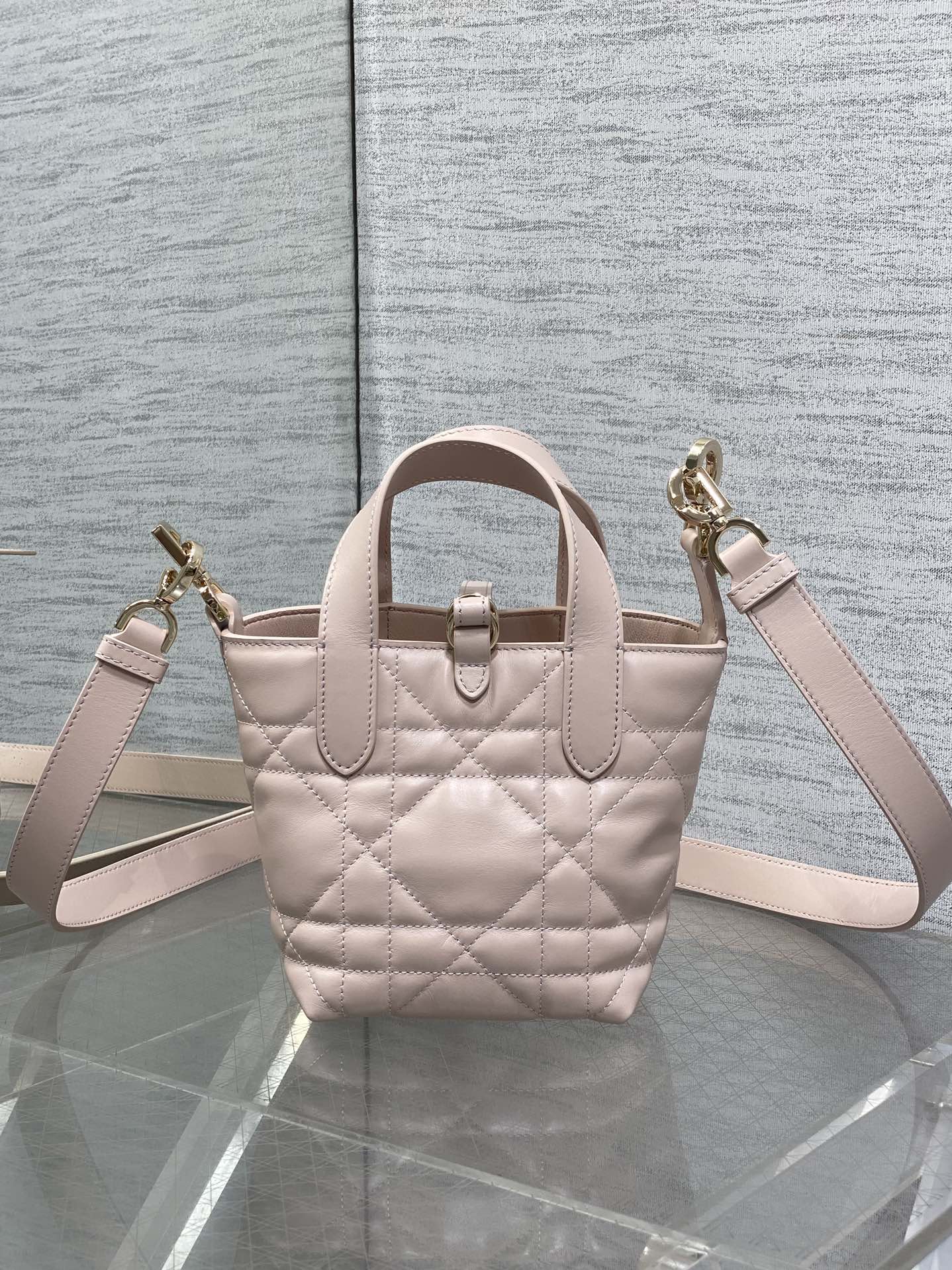 DIOR 25S ALWAYS MINI BAG 13 IN LIGHT PINK MACROCANNAGE CALFSKIN GOLD HARDWRE